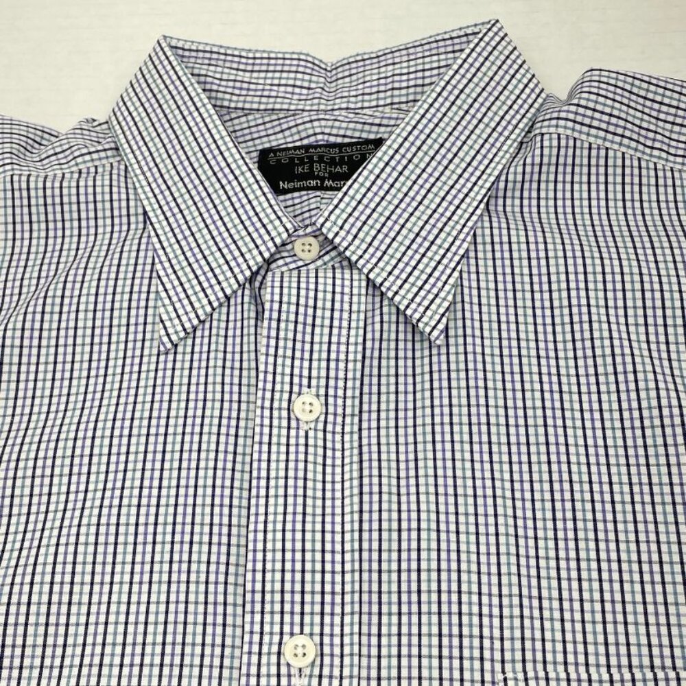 IKE BEHAR Men's Dress Shirt - Multicolor Check - Size L (16.5x33.5) - EUC